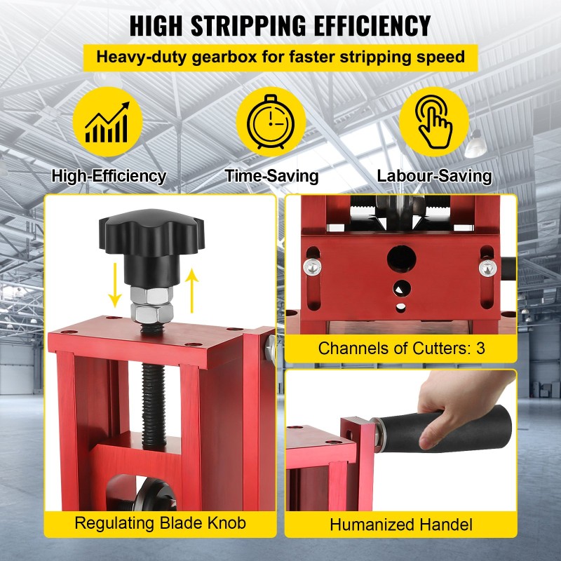 Johdonkuorintakone manuaalinen alumiiniseosrunko kuparikaapeleille 1,5–20 mm punainen kompakti