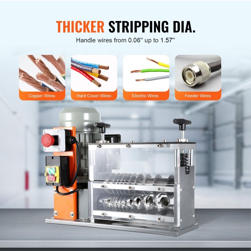 Johdonkuorintakone 1,5–40 mm 750 W 10 kanavaa valettu alumiini kuparin kierrätykseen