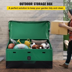 Ulkosäilytyslaatikko PE-pressu 100 gallonaa galvanoitu runko kalteva kansi