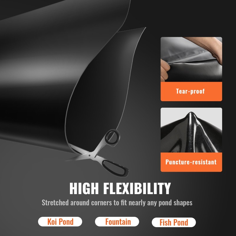 EPDM-allaskalvo 3 x 4,6 m 1,5 mm paksu musta kala- ja koi-altaille