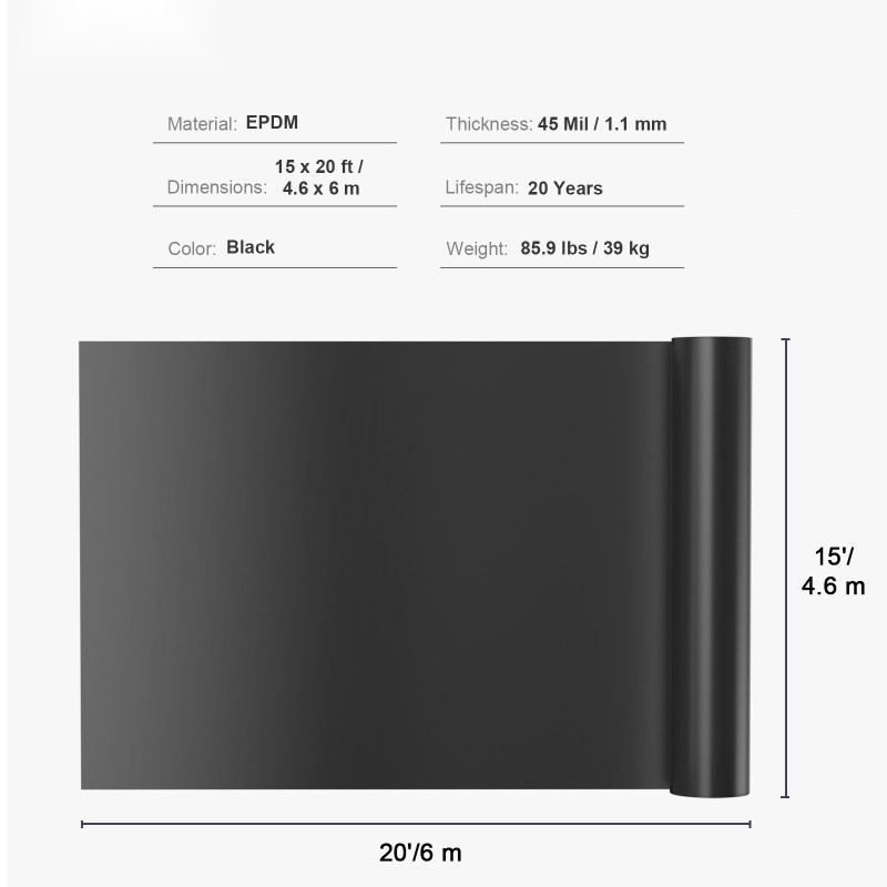 EPDM-allaskalvo 4,6 x 6 m 1,5 mm musta puutarha- ja koilammikoille