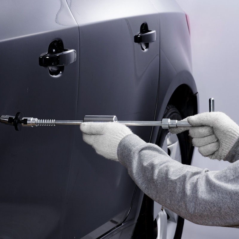 Auton korin lommon oikaisusarja ruostumatonta terästä kuumaliimapistoolilla ja vedonastoilla