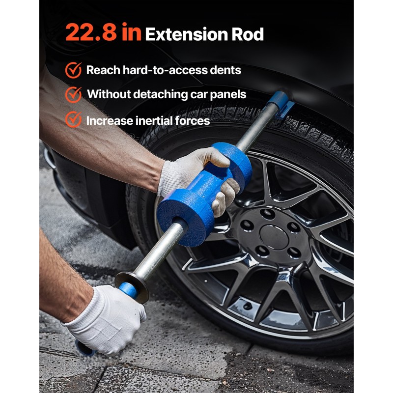 Liukuvasarasarja 14-osainen liukuvasara 5,9 kg jatkovarrella kantolaukulla autoihin