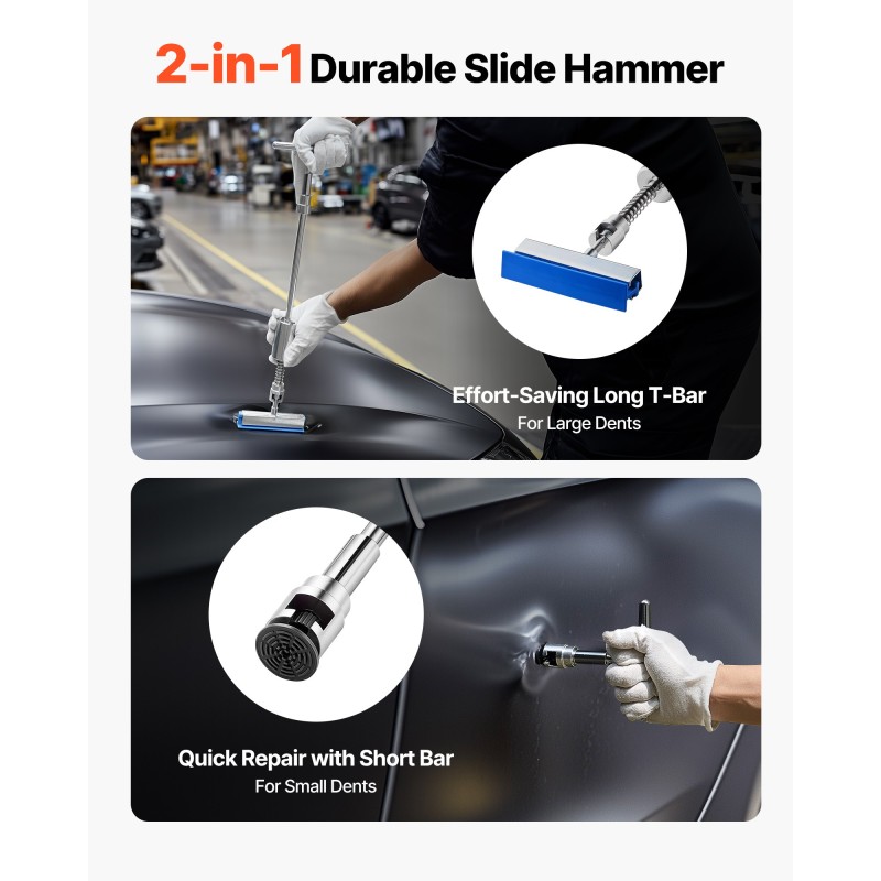 Lommojen oikaisusarja 61-osainen maalia rikkomaton kullanvärisellä lommonostimella T-mallisella liukuvasaralla ja