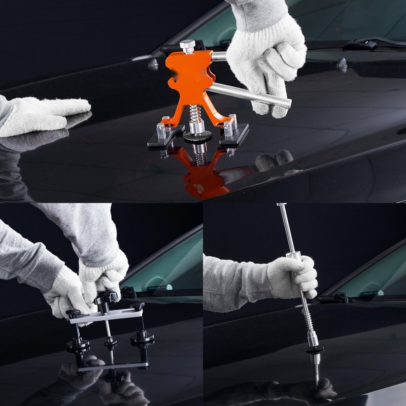 Auton lommokorjaussarja ilman maalausta sisältää sillanostimen liimapyssyn ja vetotapit