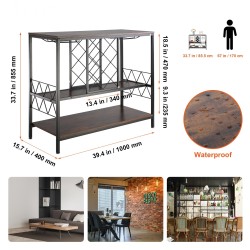 40 tuuman baarikaappi lastulevystä ja teräksestä 20 pullolle viinalasitelineellä