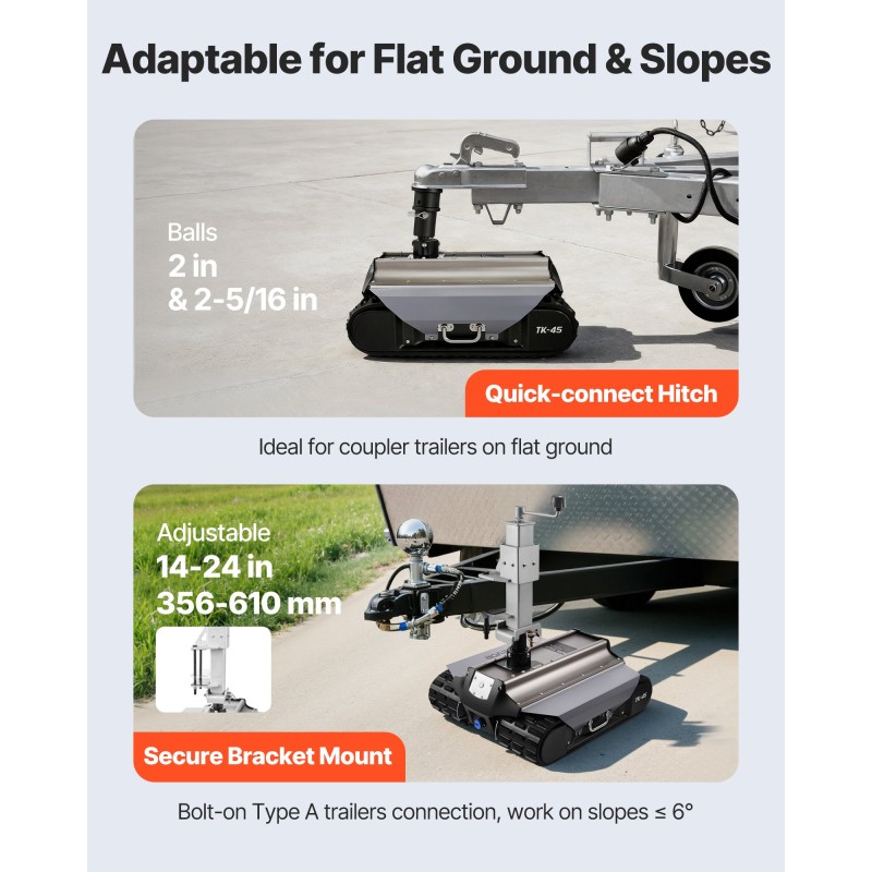 Sähköinen perävaunun siirtäjä 4082 kg vetokyky 100 m kaukosäätö telaketjuilla