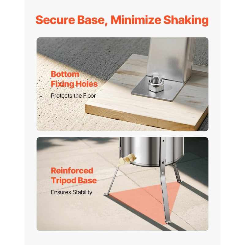 Manuaalinen hunajalinko 4–8 kehykselle 201-ruostumattomasta teräksestä läpinäkyvällä kannella säädettävällä jalustalla