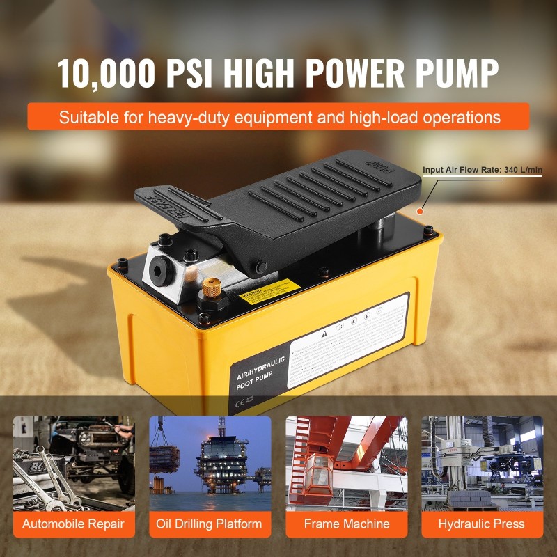 Ilmakäyttöinen jalkahydraulipumppu 10000 PSI 1,6 L öljysäiliö alumiinikotelo