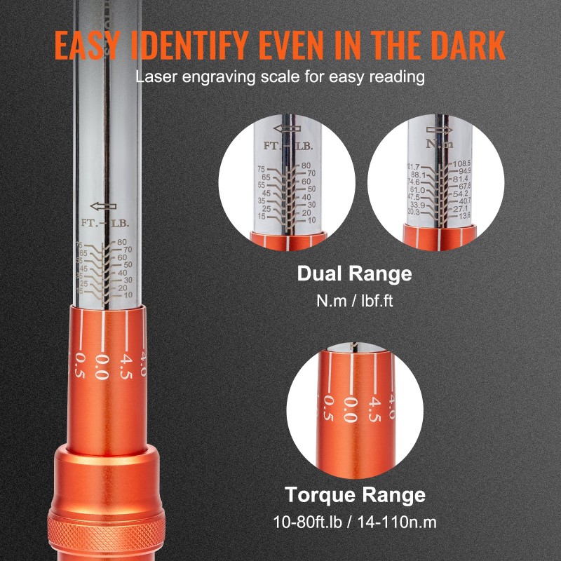 Mekaaninen 3/8-tuumainen momenttiavain 14–110 N·m ±3% tarkkuus kromivanadiiniteräs