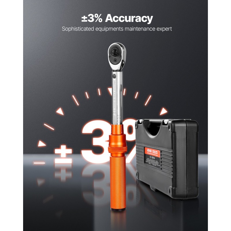 1/4-tuumainen vääntömomenttiavainsarja 20–240 lbf-in 2.3–27.1 N.m kaksisuuntainen kaksiasteikoinen 72-hampainen räikkä