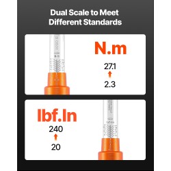 1/4-tuumainen vääntömomenttiavainsarja 20–240 lbf-in 2.3–27.1 N.m kaksisuuntainen kaksiasteikoinen 72-hampainen räikkä