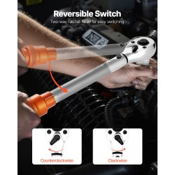 Momenttiavainsetti 3/8-tuumainen 5–60 Newtonmetriä kaksisuuntainen 72-hampainen hylsyineen