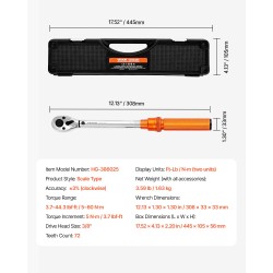 Momenttiavainsetti 3/8-tuumainen 5–60 Newtonmetriä kaksisuuntainen 72-hampainen hylsyineen