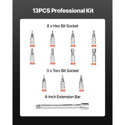Momenttiavainsarja 1/4-tuumainen 2,3–22,6 N.m 72-hampainen räikkä polkupyörän huoltoon