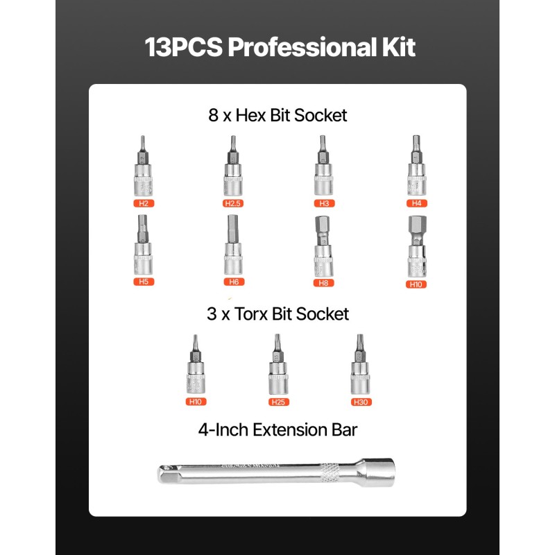 Momenttiavainsarja 1/4-tuumainen 2,3–22,6 N.m 72-hampainen räikkä polkupyörän huoltoon
