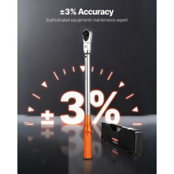 Momenttiavain 1/2-tuumainen säädettävä 27,1–216,8 N·m kahdensuuntainen kaksoisasteikkoinen 72-hampaainen vaihdettavapää 2%