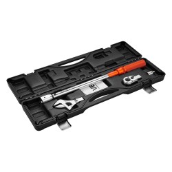 Momenttiavain 1/2-tuumainen säädettävä 27,1–216,8 N·m kahdensuuntainen kaksoisasteikkoinen 72-hampaainen vaihdettavapää 2%