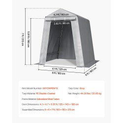 Ulkosäilytysteltta 183x183x214cm polyeteenipeite sinkityt teräsputket rullattava ovi ilmanvaihtoaukot