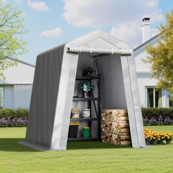 Ulkosäilytysteltta 183x183x214cm polyeteenipeite sinkityt teräsputket rullattava ovi ilmanvaihtoaukot