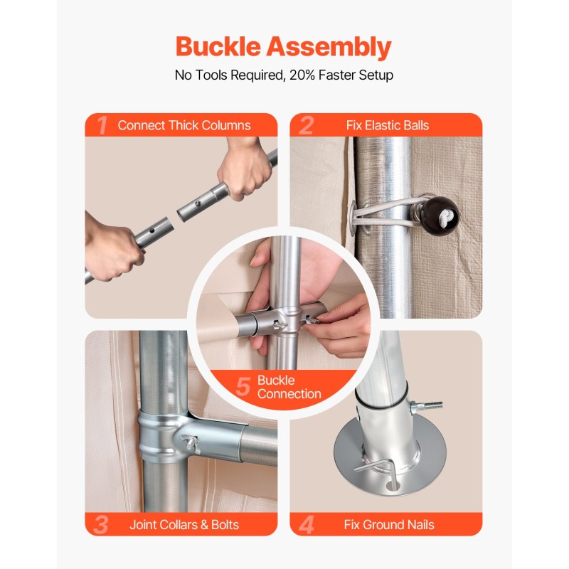 Siirrettävä ulkovarasto PE-kate sinkityt teräsputket 305x458 cm kaksi rullattavaa ovea beige