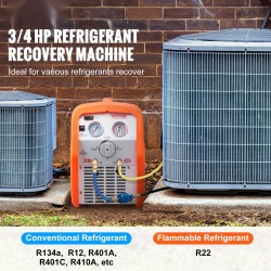 Kannettava kylmäaineen talteenottokone 0,75 hv 220–240 V höyry- ja nestemäisille kylmäaineille