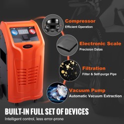 Kylmäaineen talteenotto ja kierrätyskone R134A ja R1234YF kaksisylinterinen sisäänrakennettu kompressori elektroninen vaaka