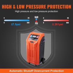 Kylmäaineen talteenotto ja kierrätyskone R134A ja R1234YF kaksisylinterinen sisäänrakennettu kompressori elektroninen vaaka