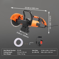 Sähköinen betonisaha 180 mm terä 2000 W 63 mm leikkaussyvyys