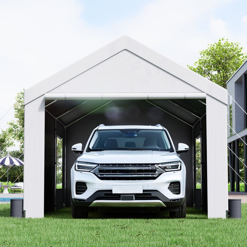 Autoteltta sinkitty teräsrunko 3,7 x 6,1 m irrotettavat sivuseinät rullattavat ikkunat vedenpitävä