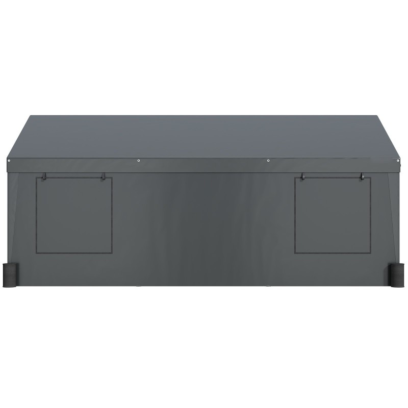 Ajoneuvokatos 3,1 x 6,1 m galvanoitu teräsrunko UV-suojattu pressu irrotettavat sivuseinät