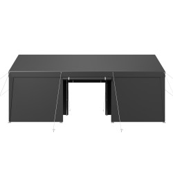 Ulkokatos 3 05 x 6 09m sinkitty teräsputki PE kangas harmaa irrotettavat sivuseinät ja ovet