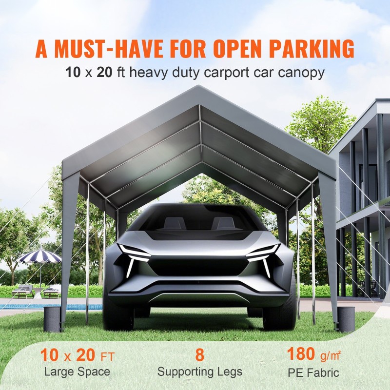 Autokatos sinkitty teräsrunko 3 x 6 m 8 pylvästä kaksipuolisesti pinnoitettu PE-kate