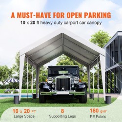 Autokatos 3 x 6 m 180 g/m² PE-kate galvanoitu teräsrunko 8 pylvästä