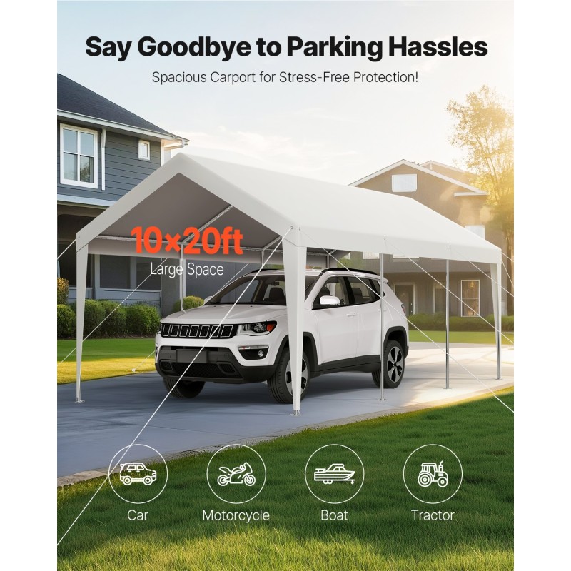 Autoteltta 3,05 x 6,09 m galvanoitu teräsrunko kaksinkertainen PE-kangas autolle