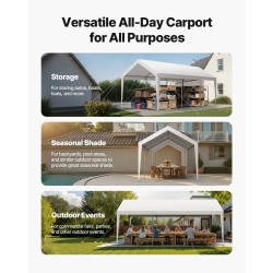 Autoteltta 3,05 x 6,09 m galvanoitu teräsrunko kaksinkertainen PE-kangas autolle