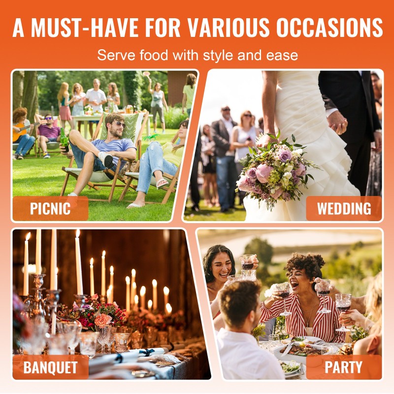 Suorakulmainen chafing-astiasetti 2 kpl 2 täysikokoista 4 puolikokoista elintarvikekelpoinen 201-ruostumaton teräs