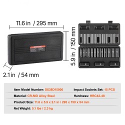 Iskihylsysarja 3/8-tuumainen CR-MO-seosteräs 15-osainen 8–22 mm autohuoltoon säilytyslaatikolla