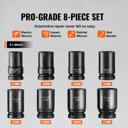 Iskevä 8-osainen hylsysarja CR-MO-seosteräs 1-tuumainen 2,5 cm kuusikulmainen säilytyskotelolla