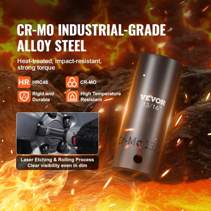 Iskuhylsysarja 59-osainen CR-MO-seosteräksestä SAE 5/16–1-1/4 ja 6–32 mm