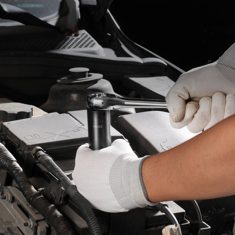 Iskusyvähylsysarja 3/8-tuuman 18-osainen CR-V-seosteräs 6-kulmainen 8–22 mm säilytyslaatikolla