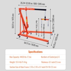 Moottorin kuormantasaaja teräsrunko 2 tonnia taittuva 6 pyörää