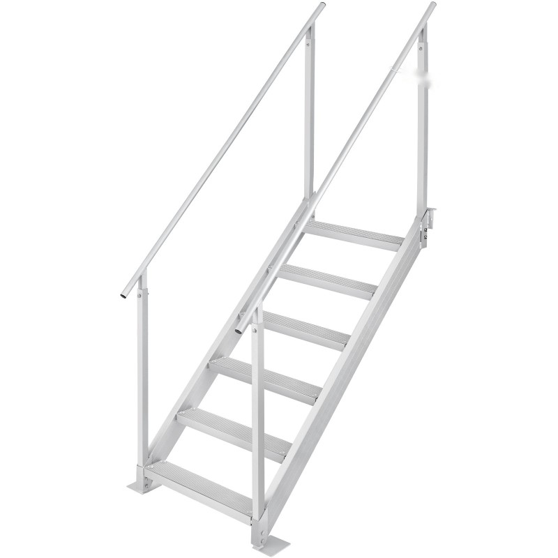 Alumiininen laituri- ja venetikas säädettävä 109,2–129,5 cm 6 askelmaa kaksinkertaiset käsijohteet