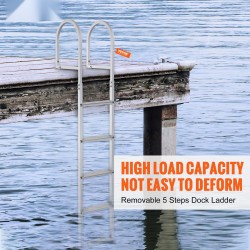 Irrotettava 5-askelmainen alumiiniseos laituritikas liukastumista estävillä askelmilla 500 paunan kantavuus