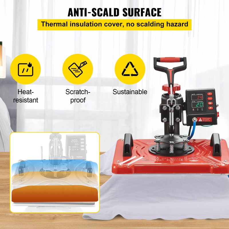 Lämpöprässäyskone teflon 30 x 38 cm 10 toimintoa 360 asteen kääntyvä