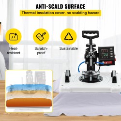 Monitoimilämpöpuristin 30 x 38 cm teflonpinnoitettu 10 vaihtopäätä 1000W 360° kääntyvä