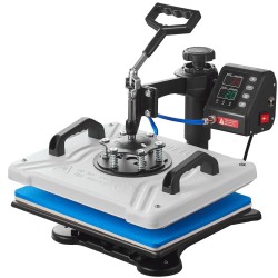 Monitoimilämpöpuristin 30 x 38 cm teflonpinnoitettu 10 vaihtopäätä 1000W 360° kääntyvä