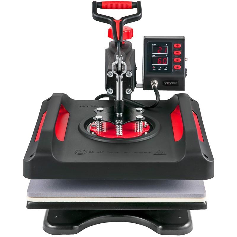 Lämpöprässi 38x38cm 5-toiminen 1200 W 360° kääntyvä tekstiileille, mukeille, lautasille ja lippiksille