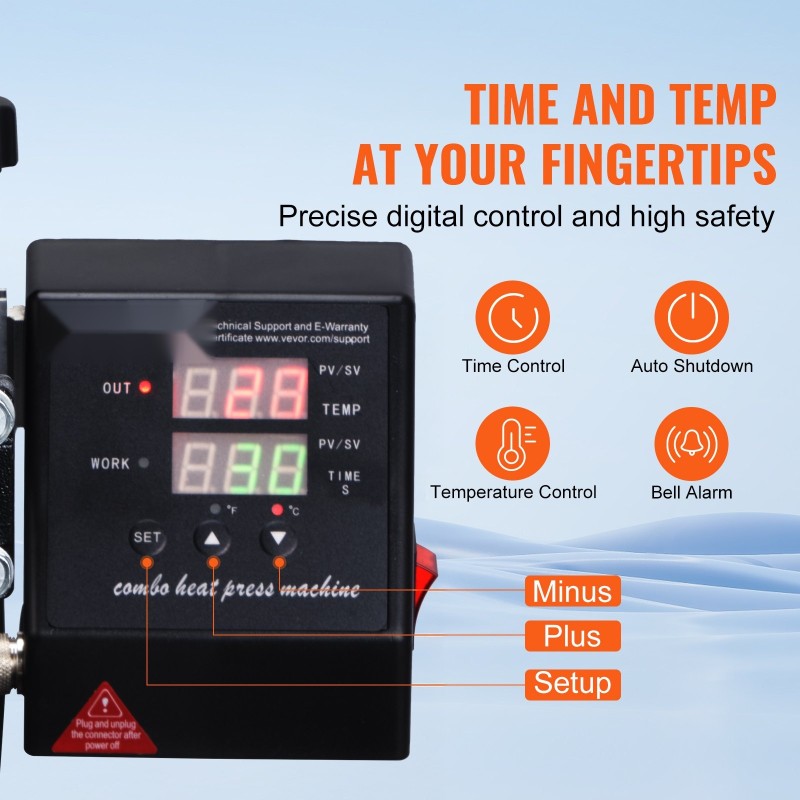 Kaksitoiminen kääntyvä lämpöprässi 38x38cm teflonpinnoite digitaalinen ohjaus lippalakkipuristin