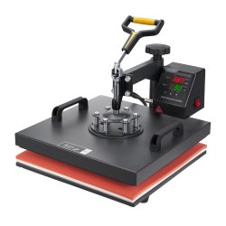 Kaksitoiminen kääntyvä lämpöprässi 38x38cm teflonpinnoite digitaalinen ohjaus lippalakkipuristin